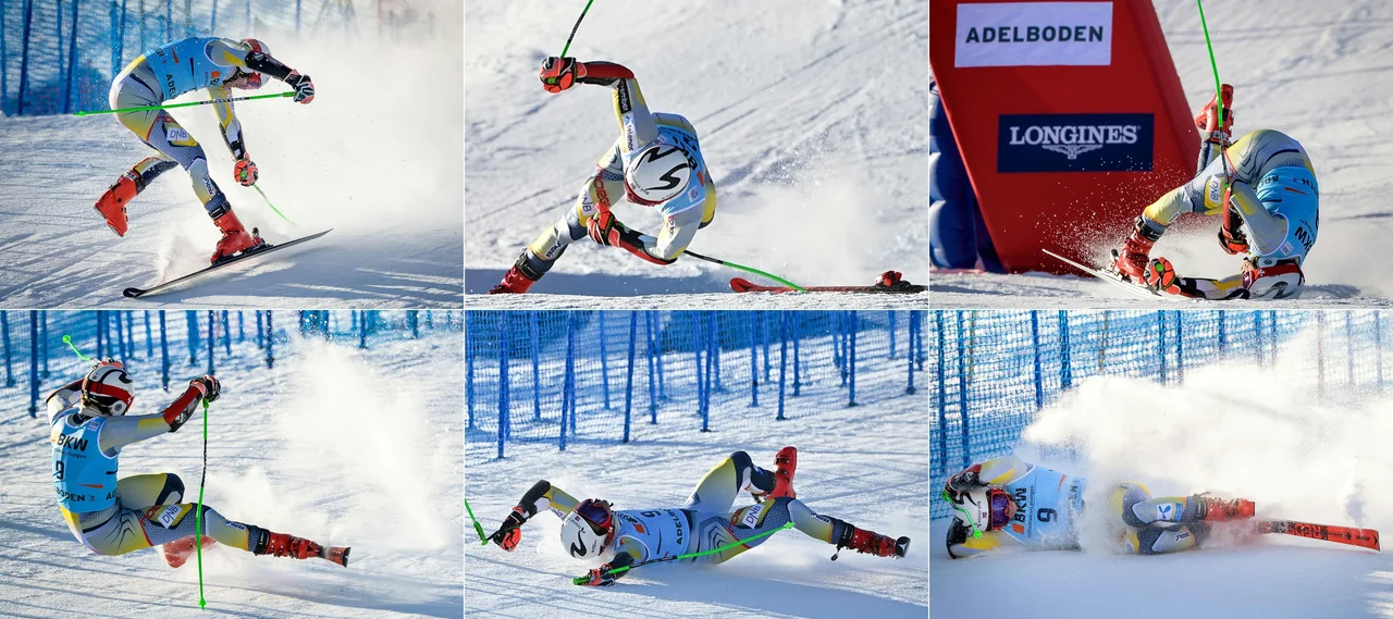 Fotografija: Petkov veleslalom na eni najtežjih veleslalomskih prog v svetovnem pokalu v Adelbodnu je terjal velik davek od norveške ekipe. Pri padcu sta se poškodovala Lucas Braathen in Atle Lie McGrath. Braathen, zmagovalec uvodnega veleslaloma sezone, je utrpel poškodbo stranskih vezi v levem kolenu in potrebuje operacijo.Njegovem moštvenem kolegu Lieju McGrathu pa so diagnosticirali poškodbo kolenskih vezi, zaradi česar bo odsoten nekaj tednov. Vprašljiv je njegov nastop na svetovnem prvenstvu v Cortini d'Ampezzo. FOTO: Fabrice Coffrini Afp