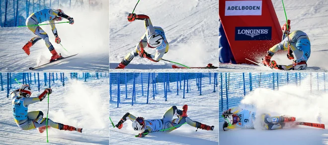 Petkov veleslalom na eni najtežjih veleslalomskih prog v svetovnem pokalu v Adelbodnu je terjal velik davek od norveške ekipe. Pri padcu sta se poškodovala Lucas Braathen in Atle Lie McGrath. Braathen, zmagovalec uvodnega veleslaloma sezone, je utrpel poškodbo stranskih vezi v levem kolenu in potrebuje operacijo.Njegovem moštvenem kolegu Lieju McGrathu pa so diagnosticirali poškodbo kolenskih vezi, zaradi česar bo odsoten nekaj tednov. Vprašljiv je njegov nastop na svetovnem prvenstvu v Cortini d'Ampezzo. FOTO: Fabrice Coffrini Afp