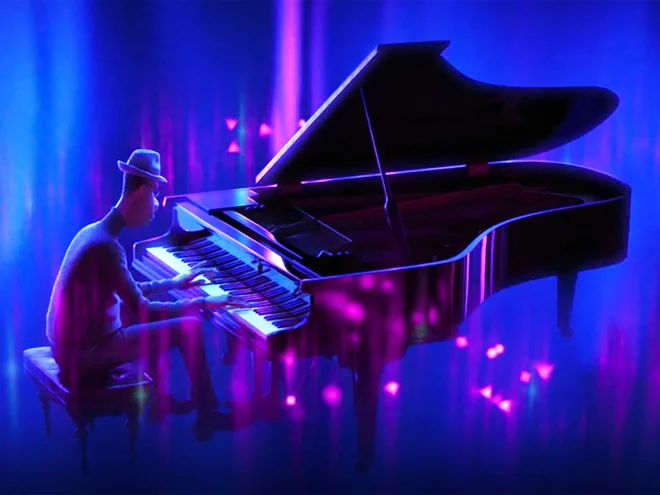 Joejevo igranje je veristična animirana replika dolgih prstov pianista Jona Batista, ki drsijo po klavirskih tipkah. Foto Pixar Animation Studios