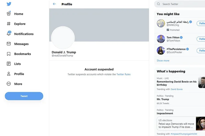 Vprašanje ni, ali so internetni velikani naredili pravo stvar z internetnim ubojem Donalda Trumpa. Vprašanje je, zakaj smo se v štirih letih sprijaznili z nemočjo političnih in pravnih institucij, v imenu katerih sedaj demokratski kongresniki prav tako pet pred dvanajsto vlagajo še eno ustavno obtožbo Trumpa. FOTO: AFP