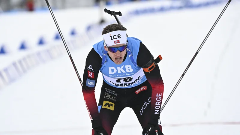Fotografija: Norvežan Tarjei Boe se je v Oberhofu zavihtel na najvišjo stopničko. FOTO: Tobias Schwarz/AFP