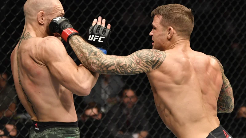 Fotografija: Dustin Poirier (desno) je vrnil milo za drago Conorju McGregorju. FOTO: Jeff Bottari/USA Today Sports