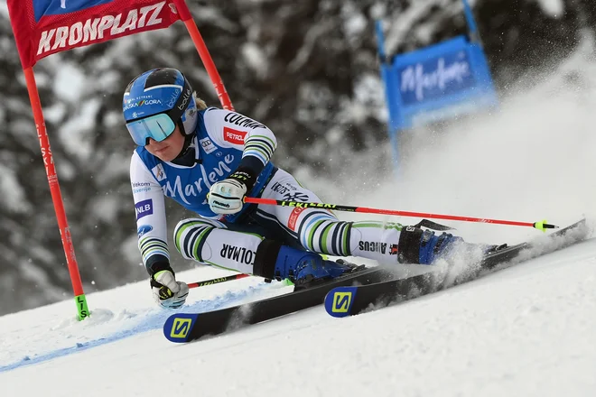 Naša najboljša veleslalomistka odhaja na februarsko SP z lepo popotnico 5. mesta. FOTO: Marco Bertorello/AFP