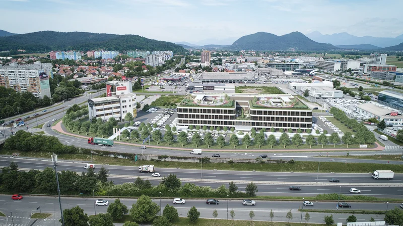 Fotografija: Predvideni pogled z Aleje na novi poslovni center. RAČUNALNIŠKA SIMULACIJA: Protim Ržišnik Perc