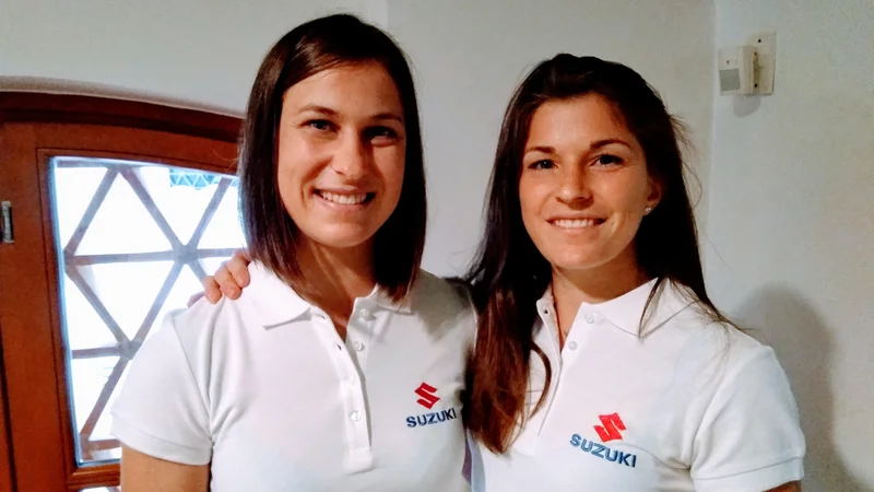 Fotografija: Anja Štangar (levo) bi rada svoji mlajši sestri Maruši pomagala kot partnerica za sparing tudi na prizorišču poletnih olimpijskih iger v Tokiu. FOTO: Miha Šimnovec