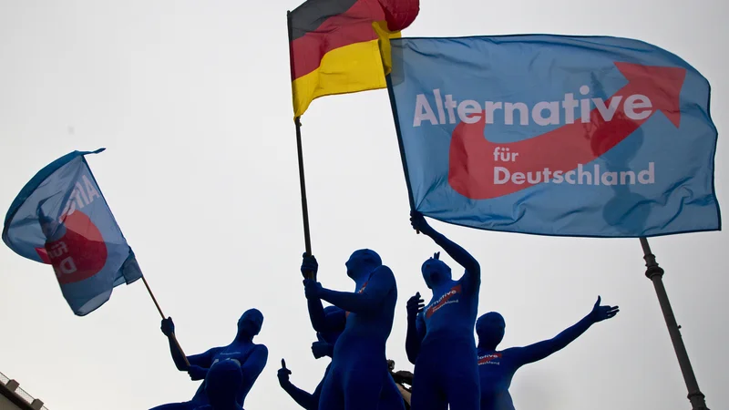 Fotografija: Skrajno desni AfD grozi, da jo bo notranja varnostna služba ocenila za grožnjo demokratičnemu redu. FOTO: Thomas Peter/Reuters