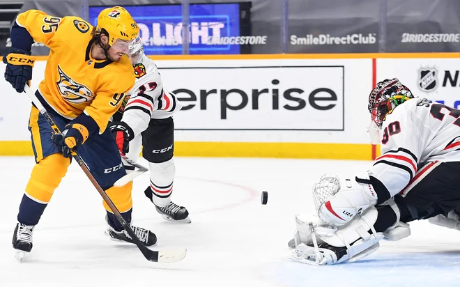 Matt Duchene je kot edini uspešno izvedel kazenski strel in prinesel zmago Nashvillu. FOTO: Christopher Hanewinckel/Usa Today Sports