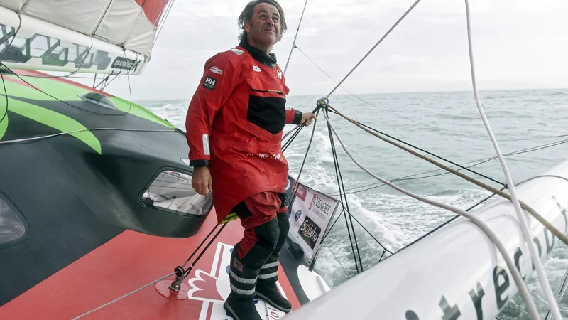 Fotografija: Zmagovalec regate Vendee Globe, francoski jadralec Yannick Bestaven. FOTO: Sebastien Salom-gomis/AFP