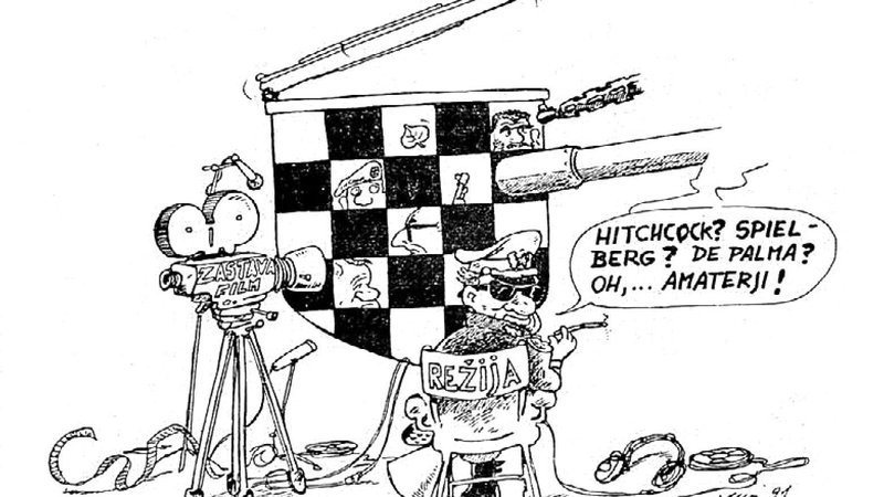 Fotografija: Karikatura Franca Jurija, objavljena v Delu, 28. januarja 1991