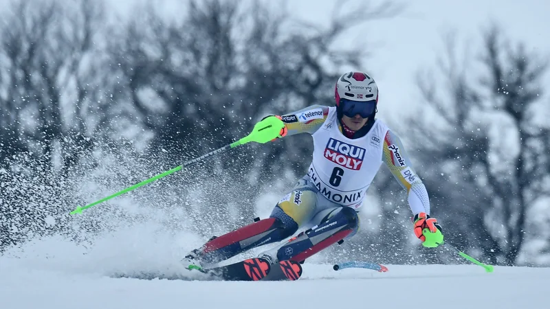 Fotografija: Henrik Kristoffersen je bil kos pritisku v finalu. FOTO: Jeff Pachoud/AFP