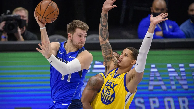 Fotografija: Luka Dončić je v prvem polčasu dosegel 23 izmed svojih 27 točk. FOTO: Jerome Miron/Usa Today Sports