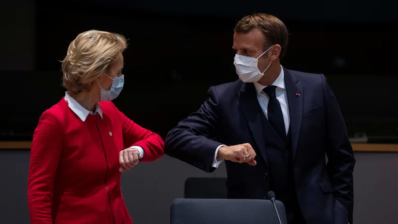 Fotografija: Francoski predsednik Emmanuel Macron je pobudnik konference o prihodnosti EU, ki jo je nato v svoje načrte vključila tudi predsednica evropske komisije Ursula von der Leyen. FOTO: Reuters