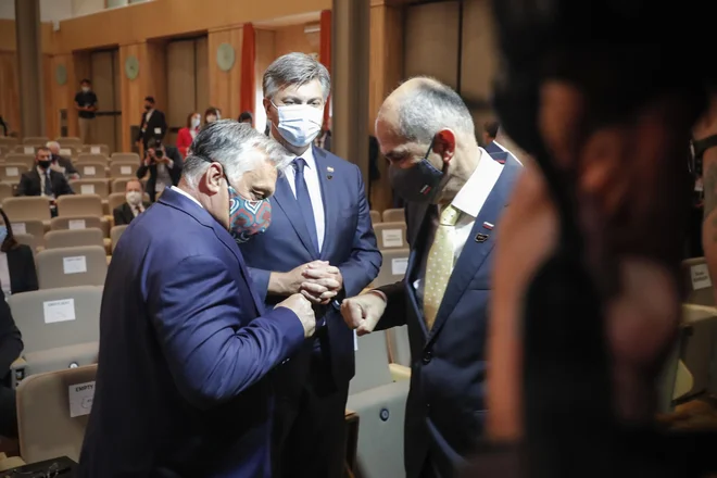 Trdno zavezništvo slovenskega in madžarskega predsednika vlade. FOTO: Uroš Hočevar/Delo