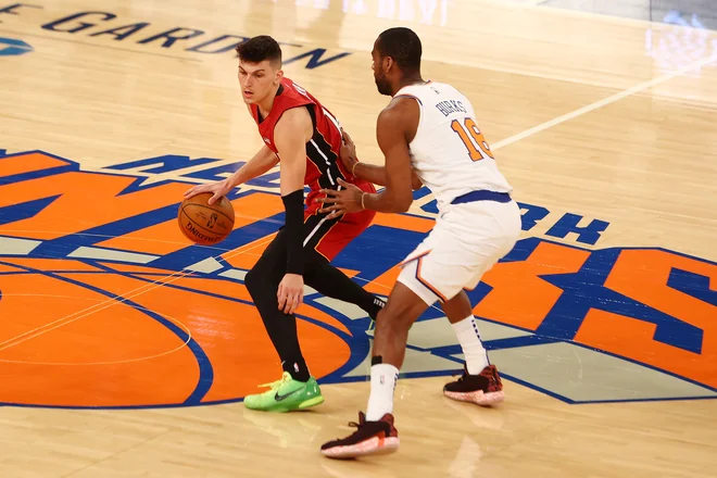 Tyler Herro je bil eden izmed šestih igralcev Miamija z dvomestnim številom točk. FOTO: Mike Stobe/Usa Today Sports