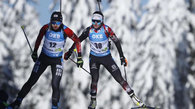 Fotografija: Koroška Slovenka Dunja Zdouc prispeva pomemben delež k razcvetu avstrijskega biatlona.
FOTO: Matej Družnik/Delo