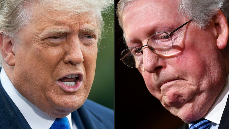 Fotografija: Donald Trump proti Mitchu McConnellu: velikana republikanske stranke sta se spopadla. FOTO: Mandel Ngan/AFP