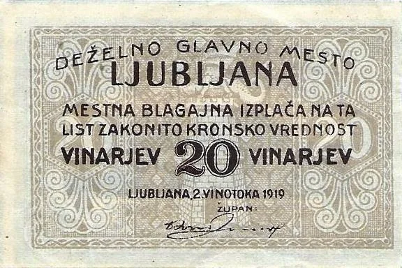 Zasilni drobiž mesta Ljubljane iz leta 1919, ki so mu po županu Ivanu Tavčarju rekli tavčarček.