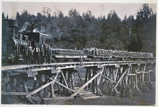 Fotografija vlakovne kompozicije na mostu čez Lahinjo: foto: Arhiv družine Agnič