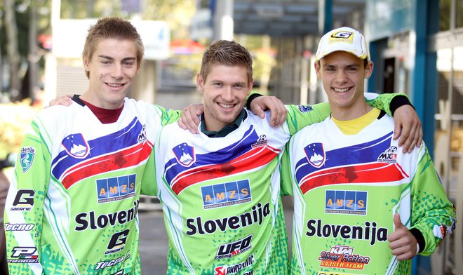 Matevž Irt, Klemen Gerčar in Tim Gajser so bili že leta 2012 slovenski reprezentanti v motokrosu. FOTO: Roman Šipić