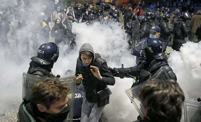Protivladni protesti v Ljubljani, 5. 11. 2020. FOTO: Blaž Samec, Delo