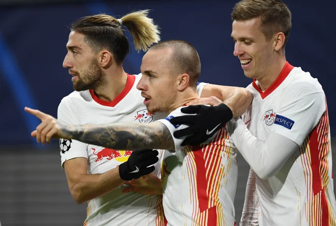 Tudi Leipzigovi aduti Kevin Kampl, Angelino in Dani Olmo še niso rekli zadnje besede v ligi prvakov. FOTO: Annegret Hilse/Reuters