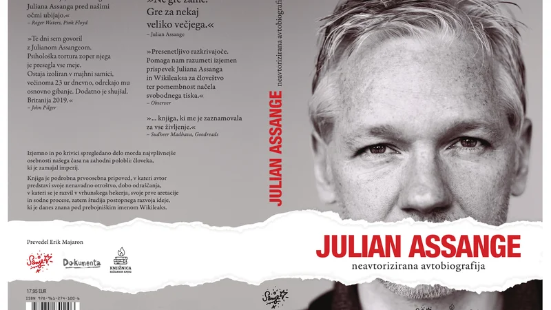 Fotografija: Naslovnica knjige Julian Assange: Neavtorizirana avtobiografija FOTO: Založba Sanje