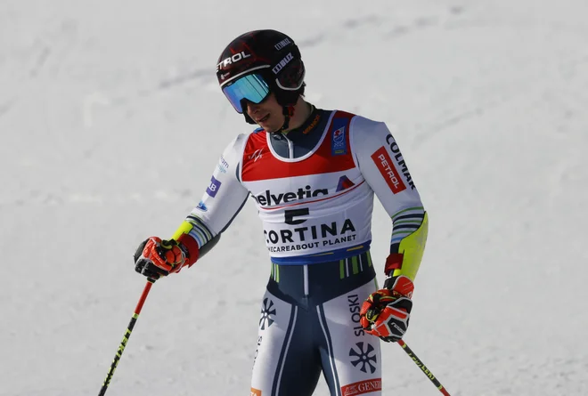 Žan Kranjec ni vedel, kaj lahko po vseh težavah, ki so ga spremljale v zadnjem obdobju, pričakuje od veleslaloma na SP. Na koncu je bil zadovoljen s šestim mestom. FOTO: Leonhard Foeger/Reuters