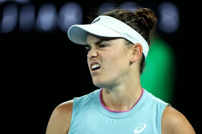 Jennifer Brady se je dostojno upirala tekmici. FOTO: David Gray/AFP