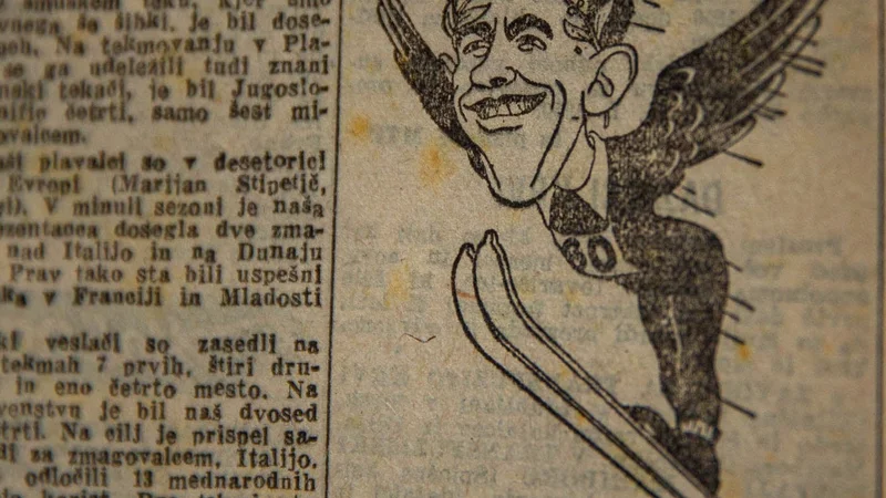 Fotografija: 27. marca 1949 je na 80-metrski skakalnici skočil 86 metrov in imel ta rekord polnih 15 let! FOTO: Mirko Kunšič