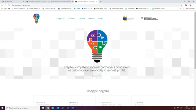 Spletna stran projekta. FOTO: Zveza Delavskih Sindikatov Slovenije