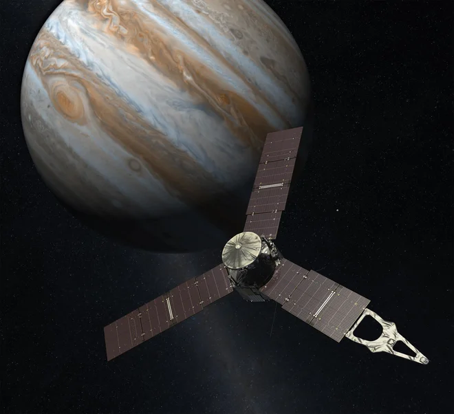 Sonda je šestkotne oblike in ima skoraj desetmetrske krake s sončnimi ploščami. FOTO: Nasa
