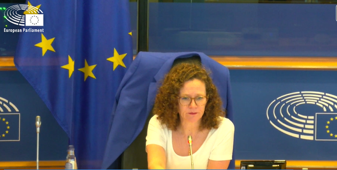 Evropska poslanka Sophie in 't Veld je pojasnila, da je premier Janez Janša sinoči odpovedal nastop na razpravi. FOTO: Zajem zaslona