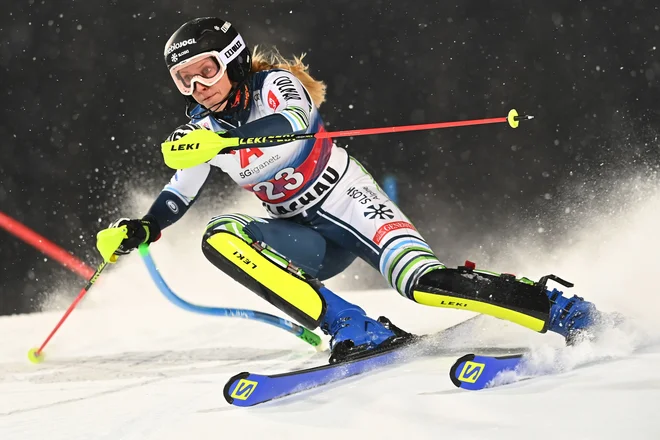 Najboljša slovenska slalomistka Ana Bucik je na 15. mestu skupnega seštevka discipline. FOTO: Joe Klamar/AFP