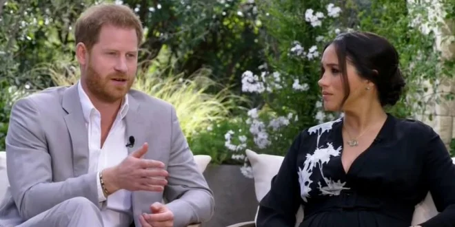 Zaplet je nastal, ko sta Meghan in Harry med intervjujem zatrdila, da so bili na dvoru zaskrbljeni, kako temna bo koža njunega sina Archieja. FOTO: Youtube