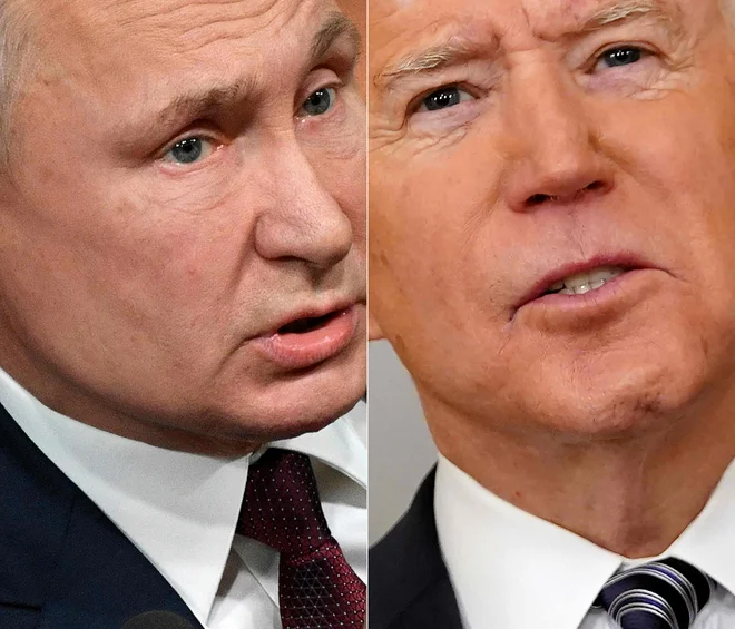 Ostre besede ameriškega predsednika Joeja Bidna na račun ruskega kolega Vladimirja Putina. FOTO: Mandel Ngan/AFP