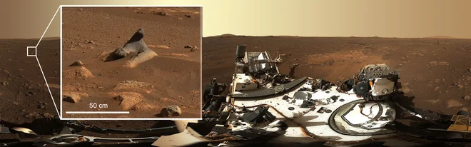 Za nenavadno obliko skale je poskrbel veter, ki je skalo brusil več milijard let. FOTO: NASA/JPL-Caltech/MSSS/ASU/AFP