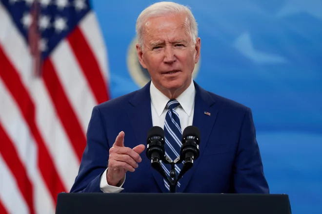 FILE PHOTO: U.S. President Joe Biden delivers remarks on the White House campus in Washington, U.S., March 29, 2021. REUTERS/Jonathan Ernst/File Photo