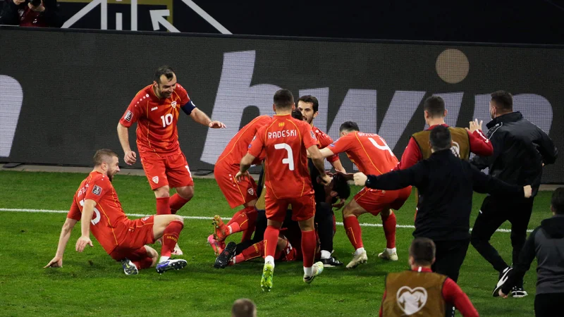 Fotografija: Severna Makedonija je dosegla največjo zmago doslej. FOTO: Thilo Schmuelgen/AFP