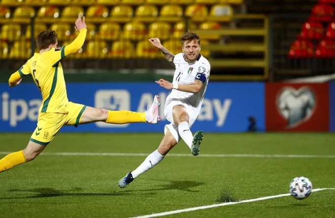 Ciro Immobile je zadel za zmago Italije. FOTO: Ints Kalnins/ Reuters