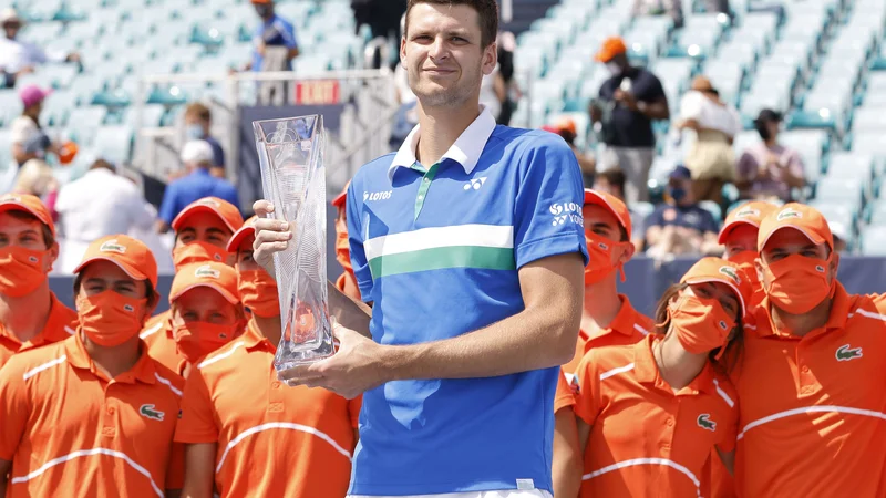 Fotografija: Hubert Hurkacz je prvi Poljak z zmago na turnirju serije masters. FOTO: Michael Reaves/AFP
