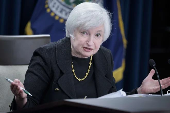 Ameriška finančna ministrica Janet Yellen se zavzema za globalno usklajevanje podjetniških davkov.&nbsp;Foto Brendan Smialowski Afp - International News Agency