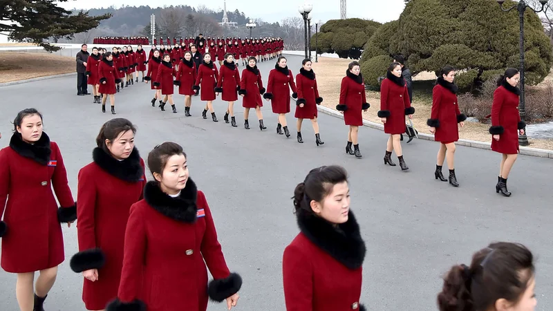 Fotografija: Severnokorejska delegacija na igrah v Pjongčangu leta 2018 FOTO: AFP