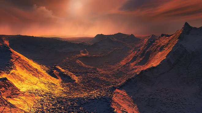 Umetniška upodobitev površja planeta ob zvezdi Barnard. FOTO: ESO/M. Kornmesser 