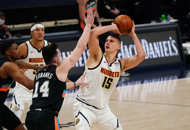 Nikola Jokić je dosegel že 54. trojni dvojček v karieri. FOTO: Ron Chenoy/USA Today Sports