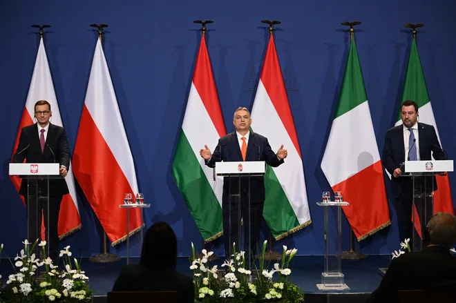 Madžarski premier Viktor Orbán, njegov poljski kolega Mateusz Morawiecki in vodja Lige Matteo Salvini so za svoj cilj razglasili &ndash; evropsko renesanso. FOTO: Attila Kisbenedek/AFP