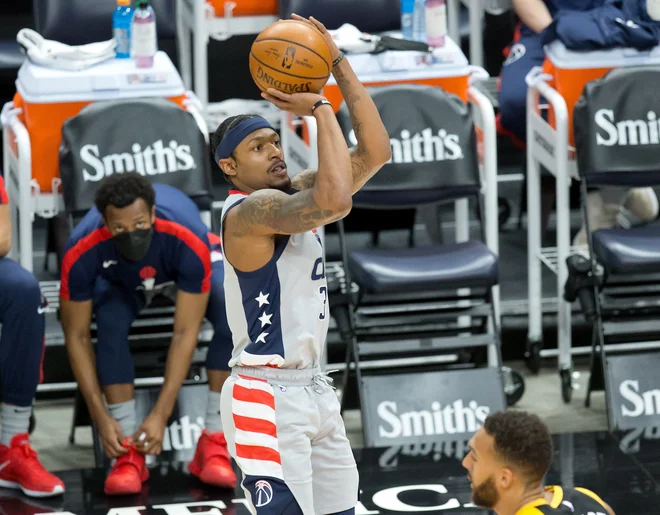 Branilec Washingtona Bradley Beal je vodilnemu Utahu nasul 34 točk. FOTO: Russell Isabella/Usa Today Sports