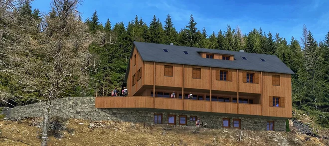 Nova Mozirska koča bo po dimenzijah podobna prejšnji, vizualno bo obdržala klasičen alpski slog. FOTO: Planinsko društvo Mozirje