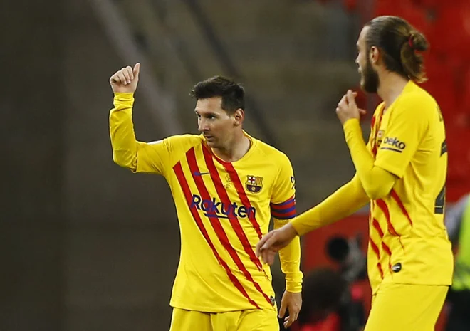 Lionel Messi je dosegel dva gola. FOTO: Marcelo Del Pozo/ Reuters