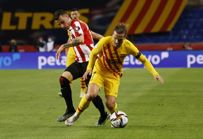 Antoine Griezmann je dosegel prvi gol za Barcelono. FOTO: Marcelo Del Pozo/Reuters