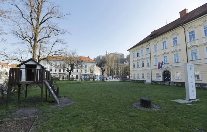 Park pred Gruberjevo palačo in nad garažo naj bi ostal bolj ali manj nespremenjen. FOTO: Jože Suhadolnik/Delo